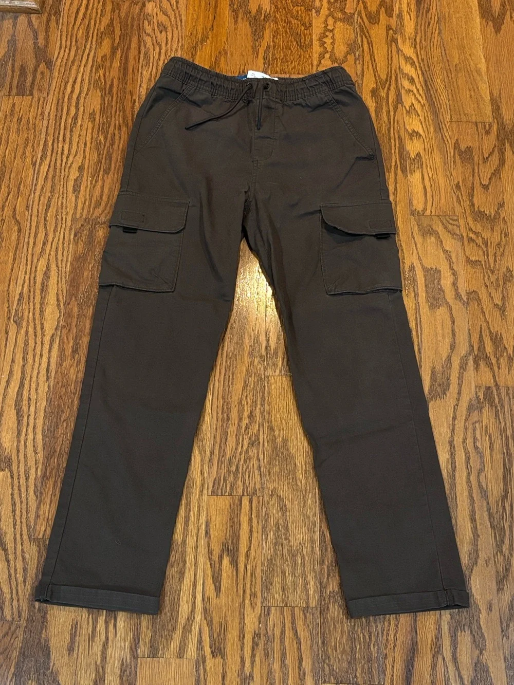 Old Navy, Boys, Tech Taper Dark Brown Cargo Pants with Drawstring Waist, Size XL